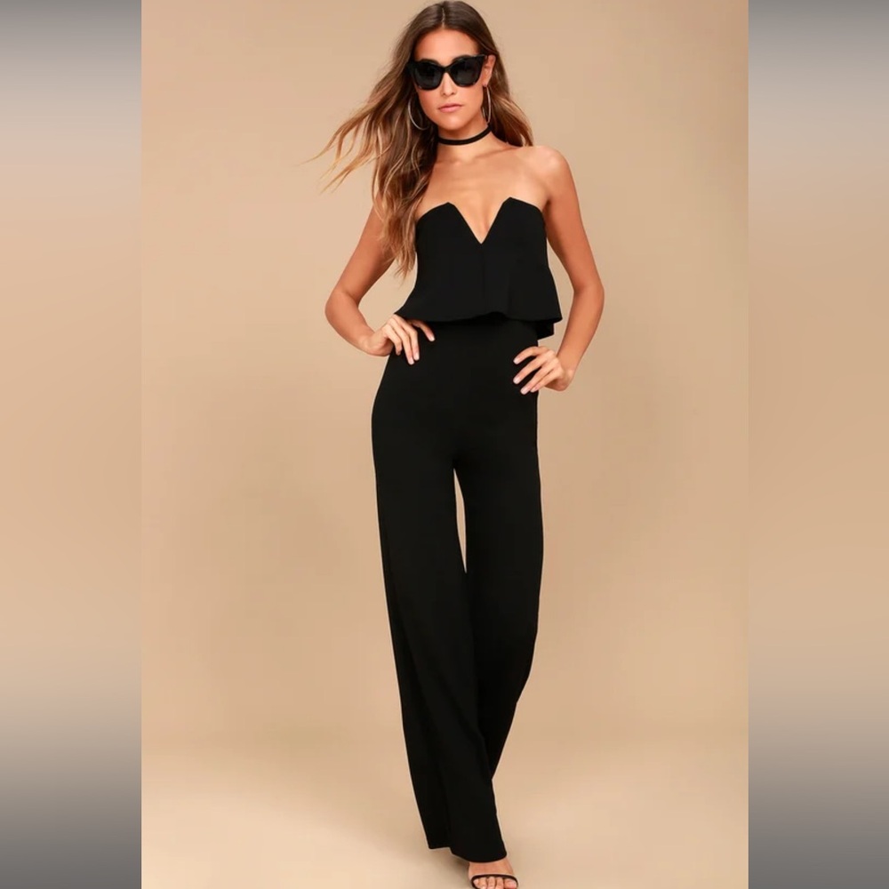 Lulu’s Power of Love Black Strapless Jumpsuit